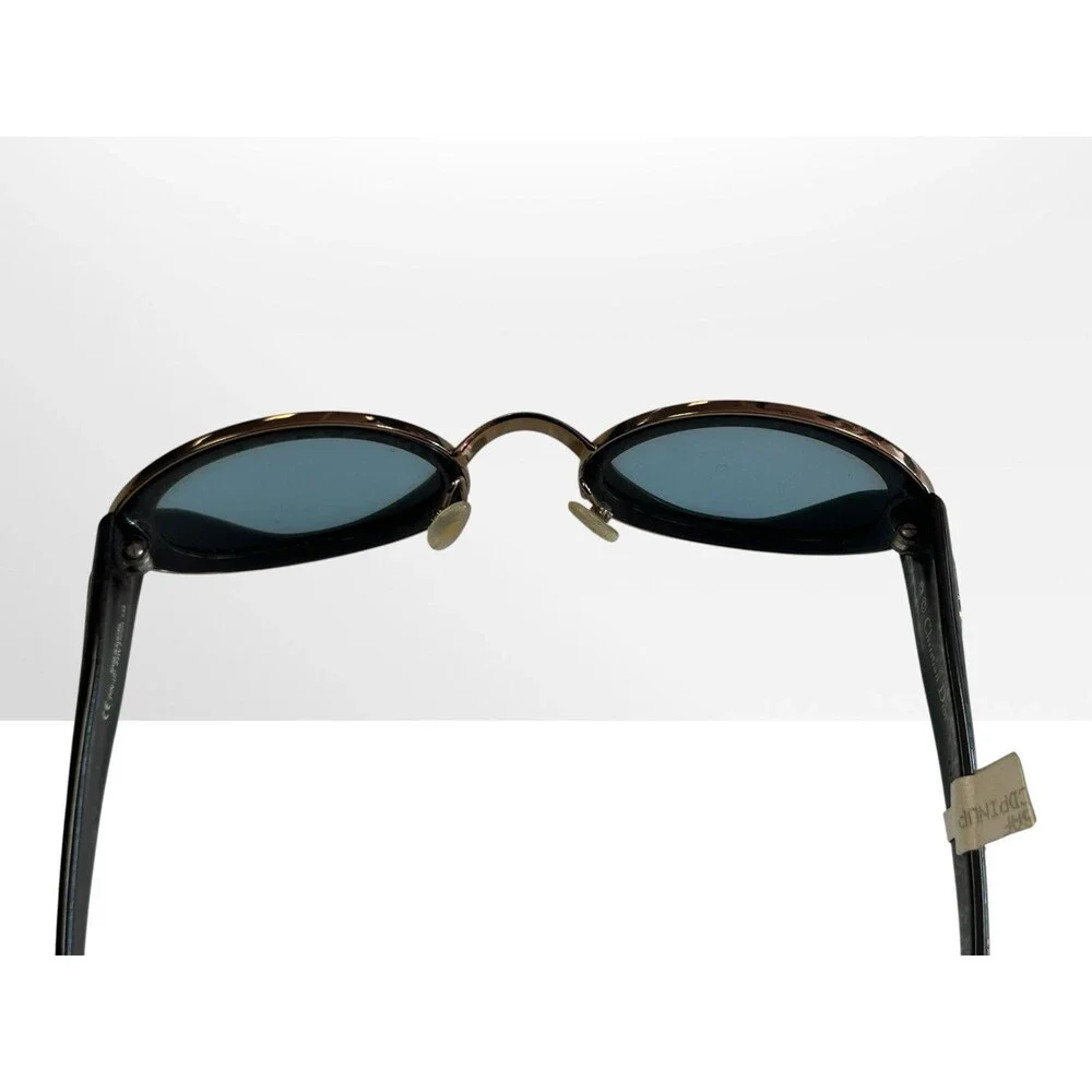 VTG Christian Dior Pin-Up Sunglasses Black Gold Oblique Monogram Oval Wrap